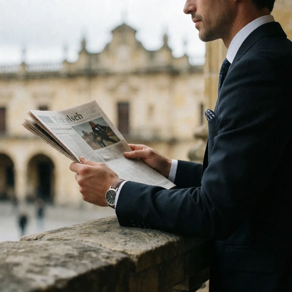 Lector revisando un periódico