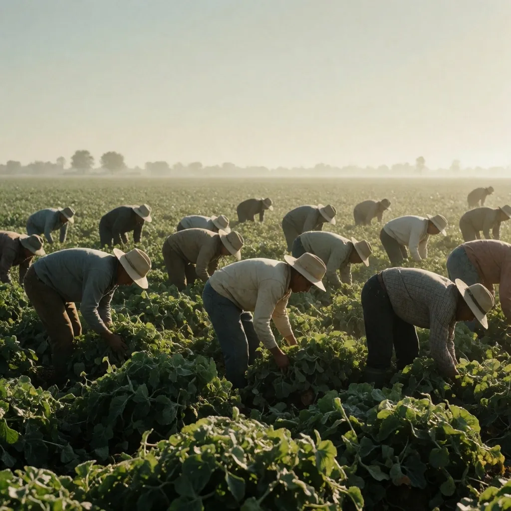 Trabajadores del sector agrícola en campos de cultivo