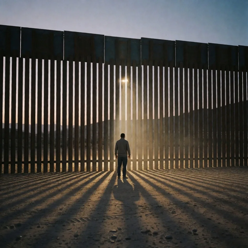 Vista aérea de la frontera sur de Estados Unidos al amanecer